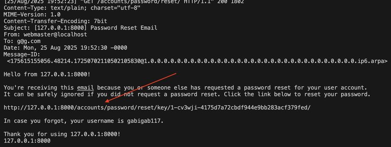 mail dans la console django