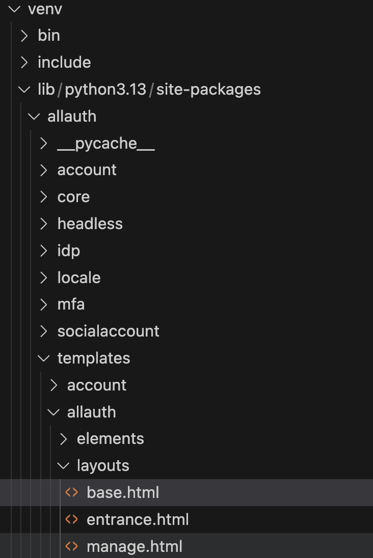 venv allauth